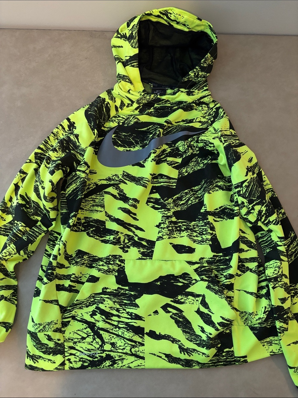 Nike Neon Yellow & Black Dri-FIT Graphic Hoodie